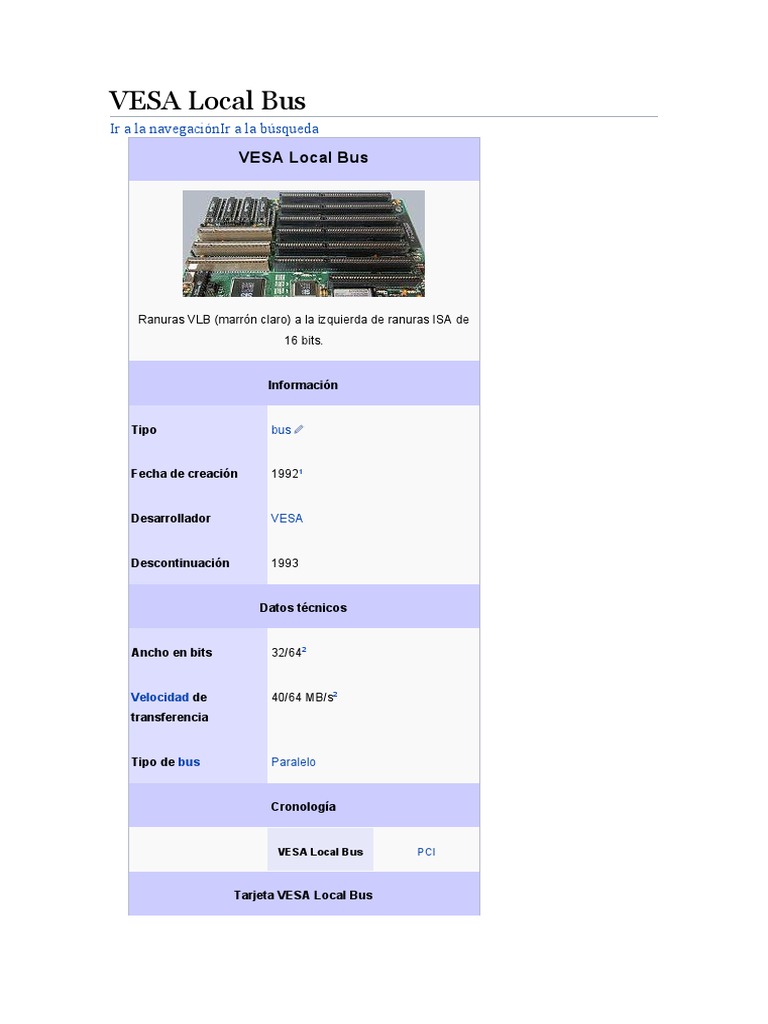 VESA Local Bus PDF Arquitectura de Computadores