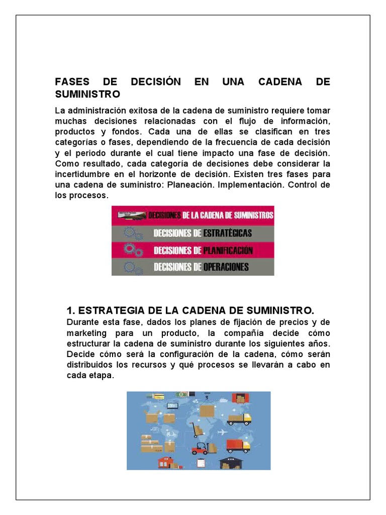 Fases de Decisión en la Cadena de Suministro | PDF | Planificación ...