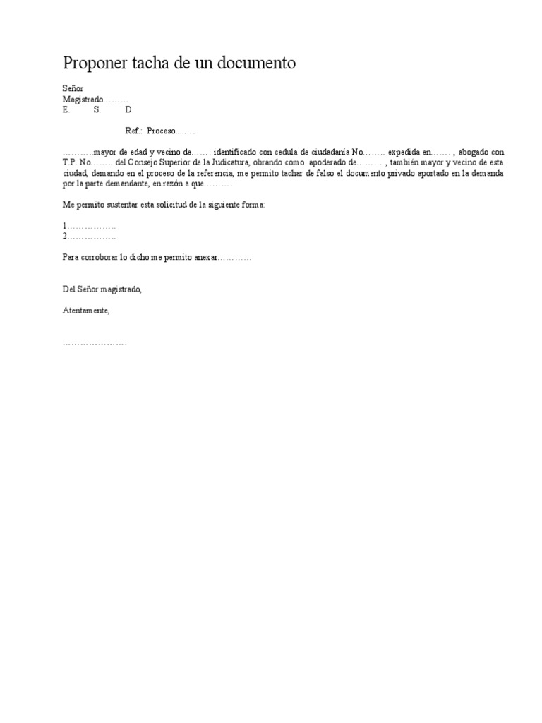 Proponer Tacha de Un Documento | PDF