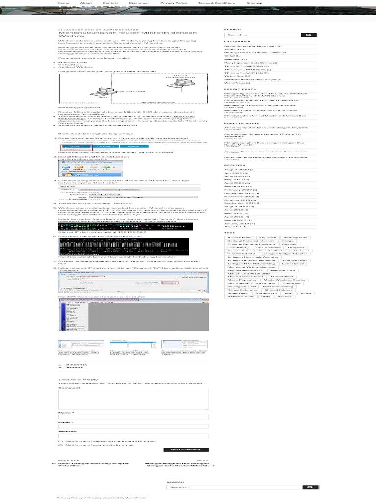 Menghubungkan Router Mikrotik Dengan Winbox Praktek IT PDF
