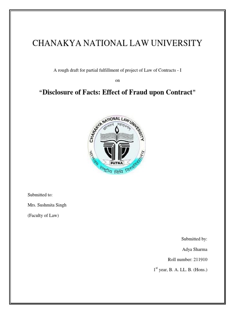 Law of Contracts - Rough Draft | PDF | Misrepresentation | Government