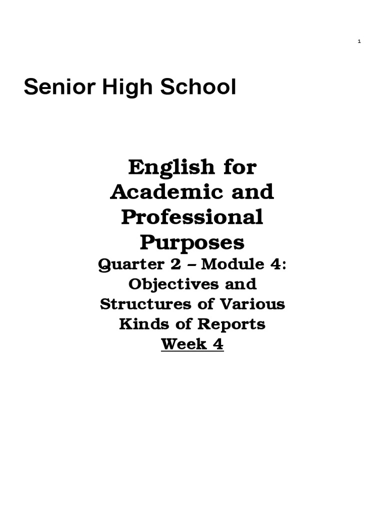 Senior High School English For Academic and Professional Purposes