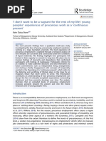 I Don T Want To Be A Vagrant For The Rest of My Life Young Peoples Experiences of Precarious Work As A Continuous Present