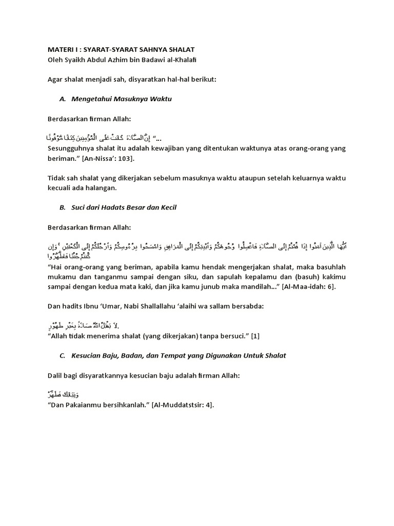 Syarat Sah Shalat Menurut Islam | PDF