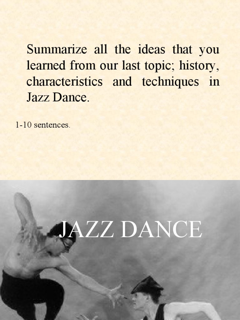 Origins, History, Characteristics and Techniques of Jazz Dance PDF