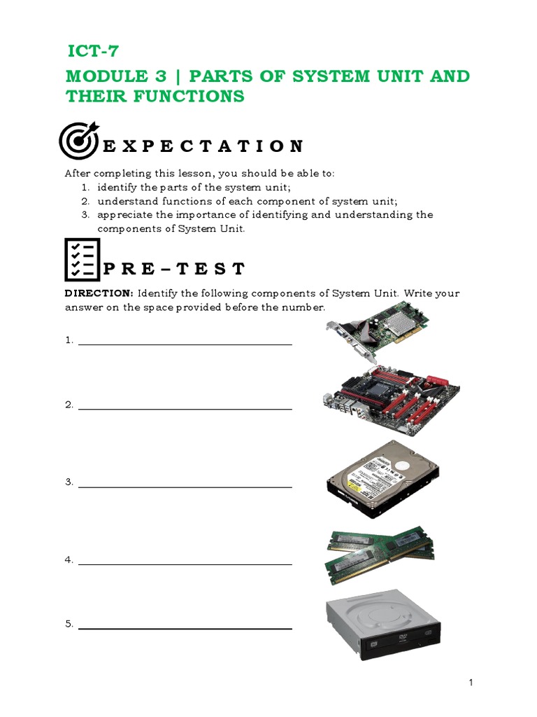 Module 3 Parts of System Unit and Their Functions PDF Computer