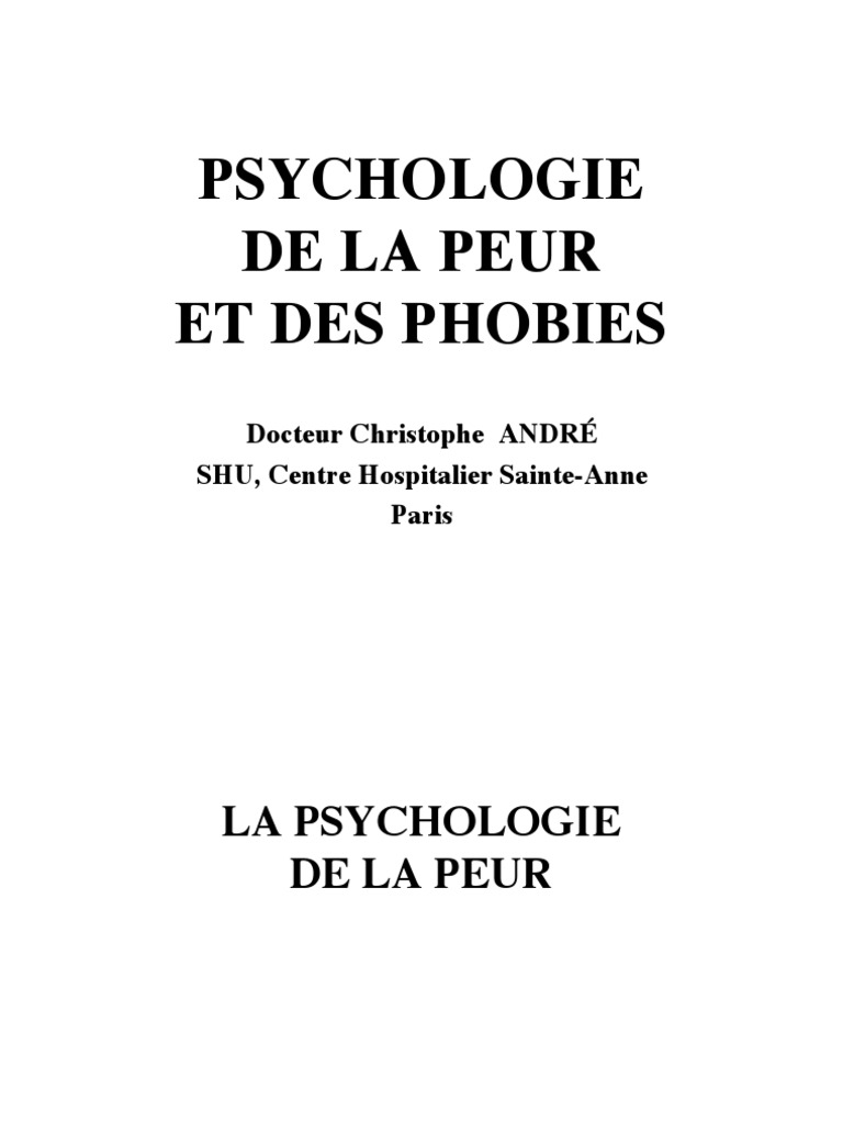 Psychologie de la peur et des phobies | PDF | Thérapie cognitivo ...