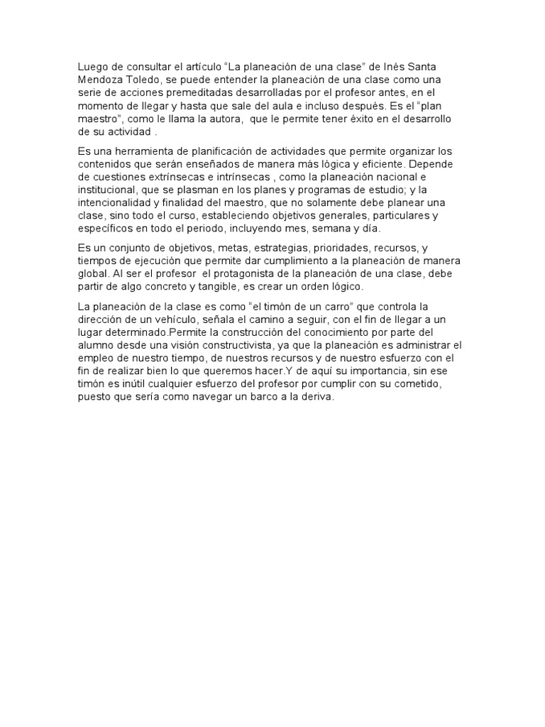 Importancia de la Planeación de Clases | PDF | Planificación | Maestros
