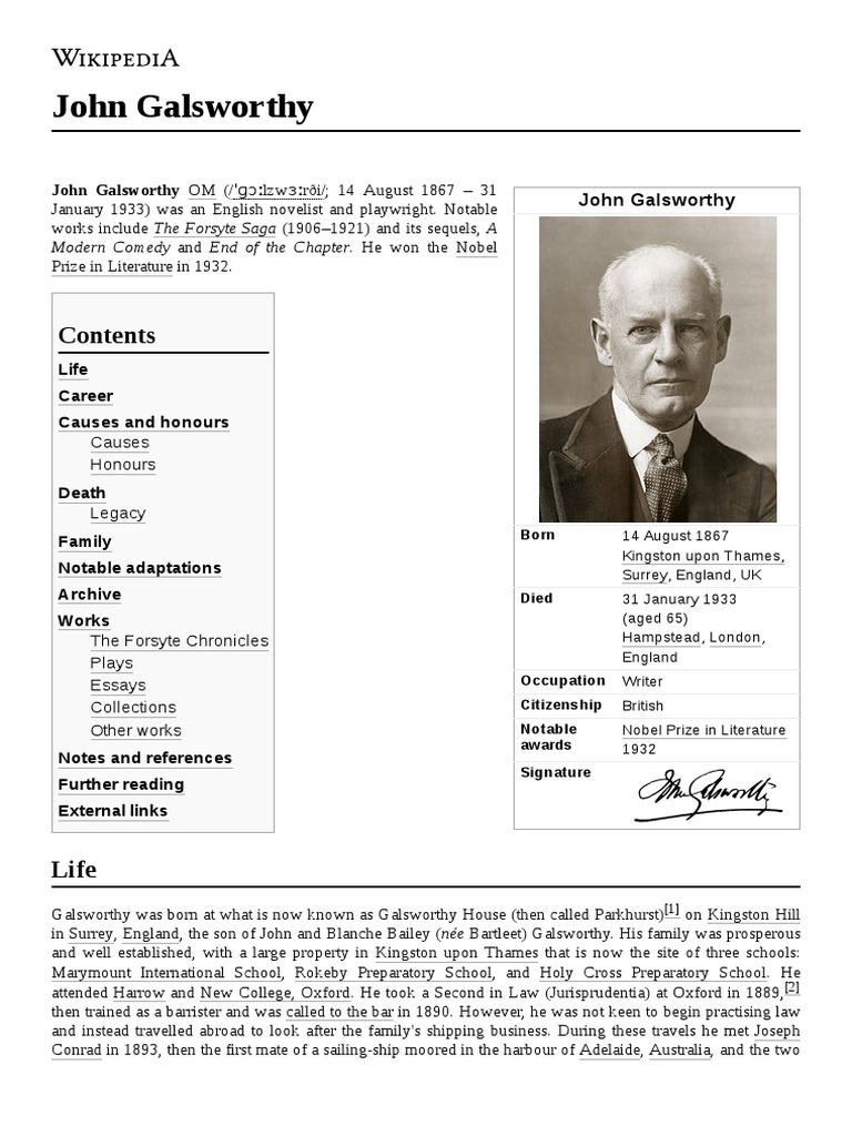 John Galsworthy OM ( | PDF | John Galsworthy