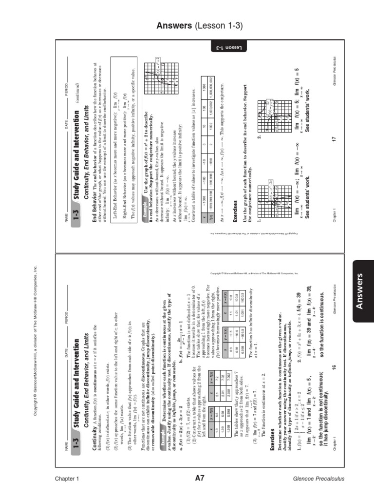 1 3 1 4 Worksheet Solutions | PDF | Continuous Function | Function ...