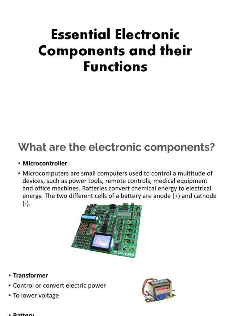 Essential Electronic Components and Their Functions PDF Electronic