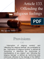 Article 133. Offending The Religious Feelings: Sta. Iglesia, Denie