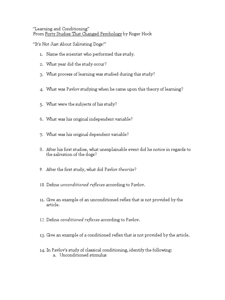 Pavlov's Classical Conditioning Explained | PDF