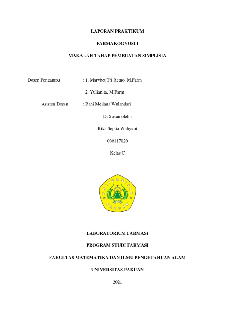 Makalah Tahap Tahap Pembuatan Simplsia PDF