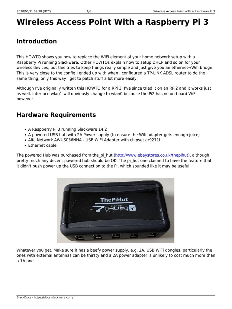 Wireless Access Point With A Raspberry Pi 3 PDF Wi Fi Raspberry Pi