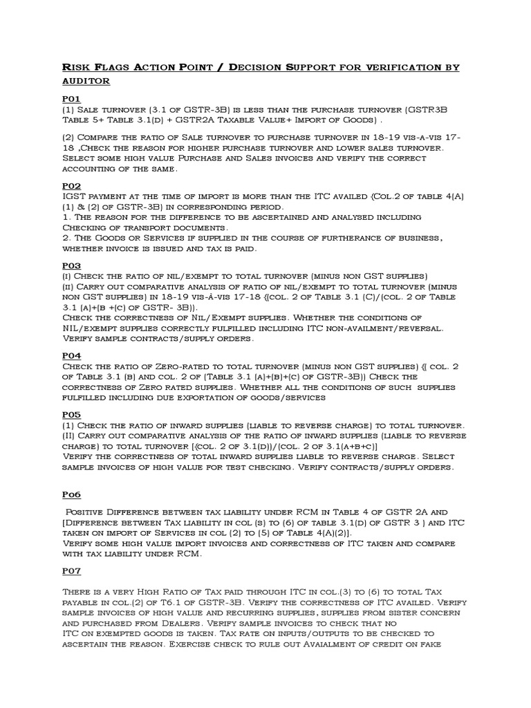 Risk Flags Action Point | PDF | Value Added Tax | Taxes