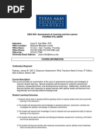 EDCI 655: Assessment of Learning and The Learner Course Syllabus