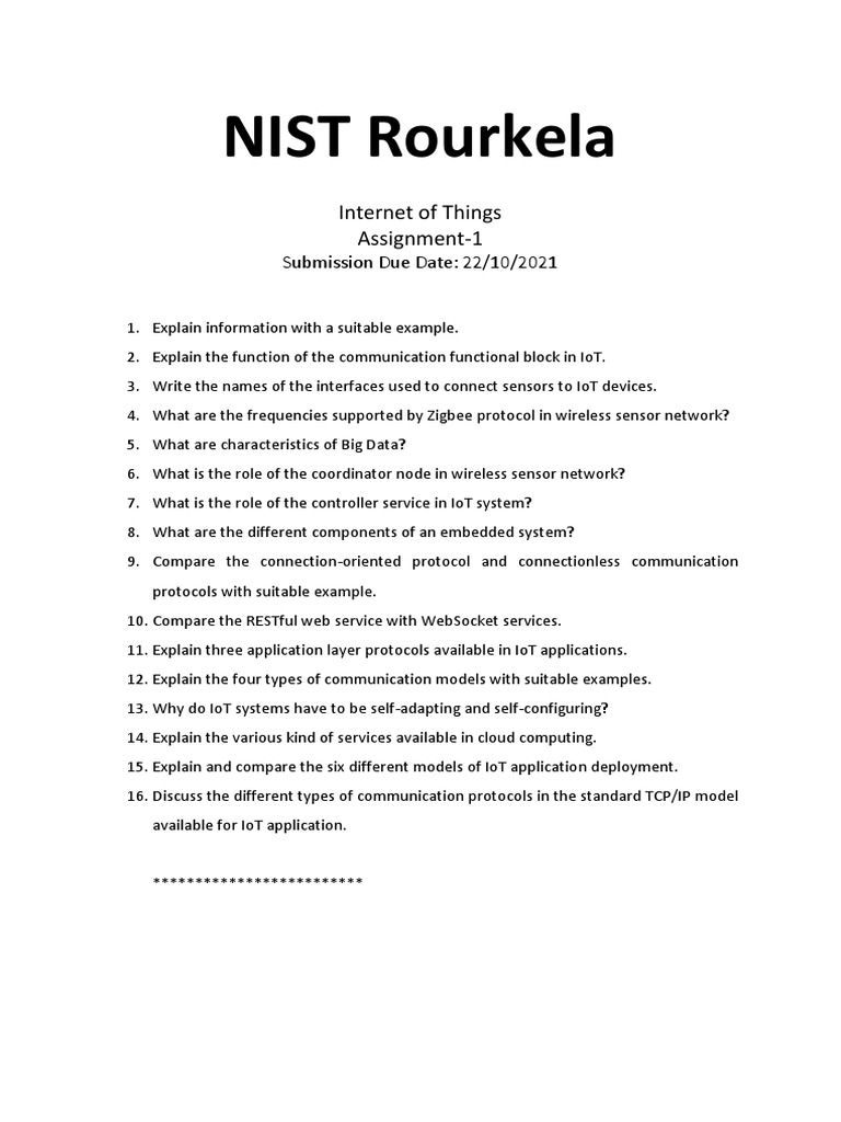 IoT Concepts and Protocols Assignment | PDF | Art | Computers