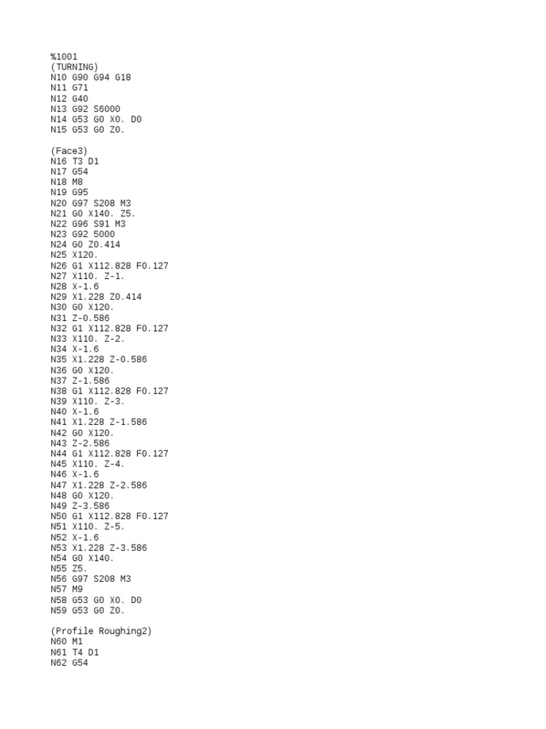 CNC Turning Program for Machining | PDF | Computers | Technology ...