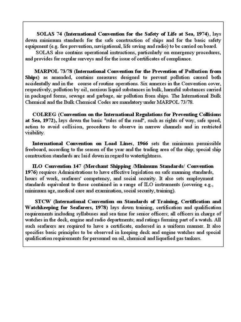 Key Maritime Safety and Pollution Regulations | PDF