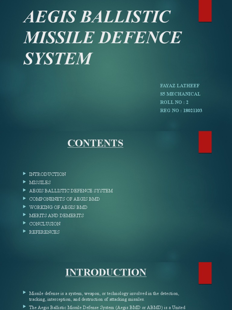 Aegis Ballistic Missile Defense Overview | PDF | Missile Defense ...