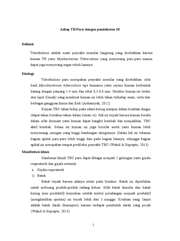 Askep TB Paru Dengan Pendekatan 3S  PDF