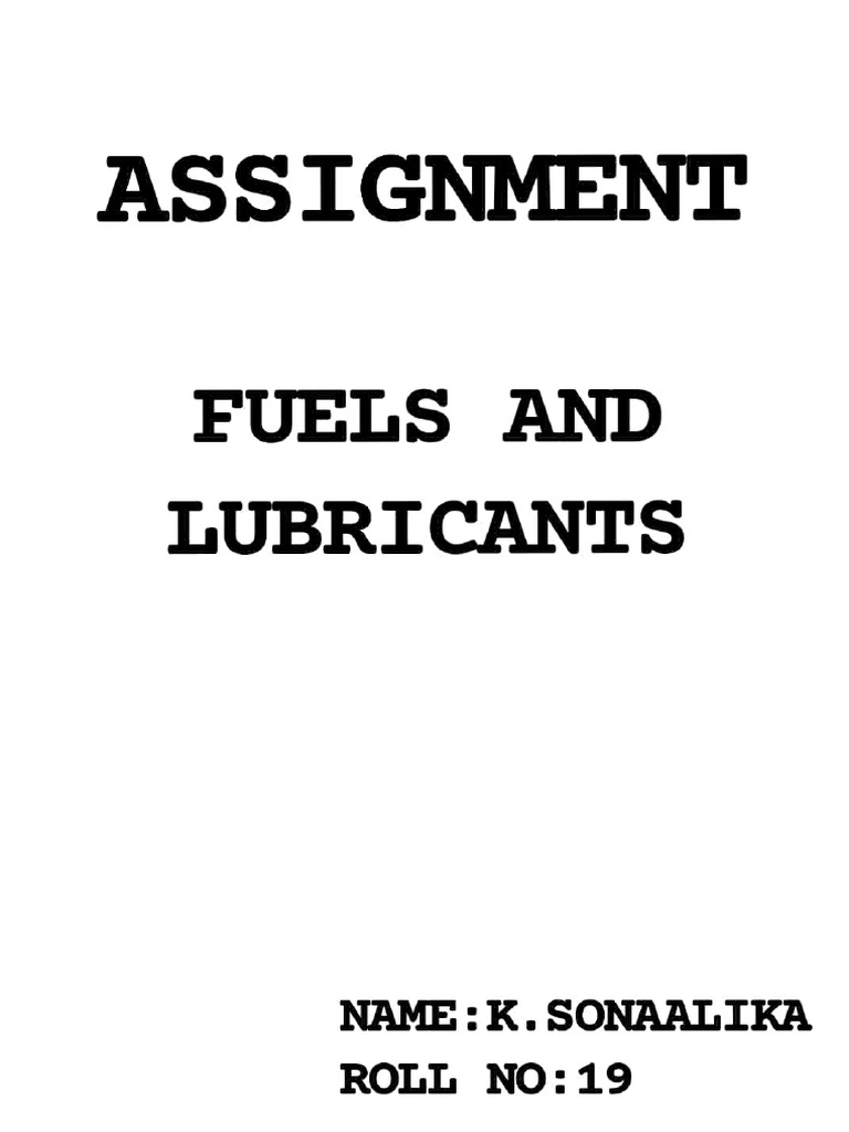 Assignment Fuels Lubricants PDF