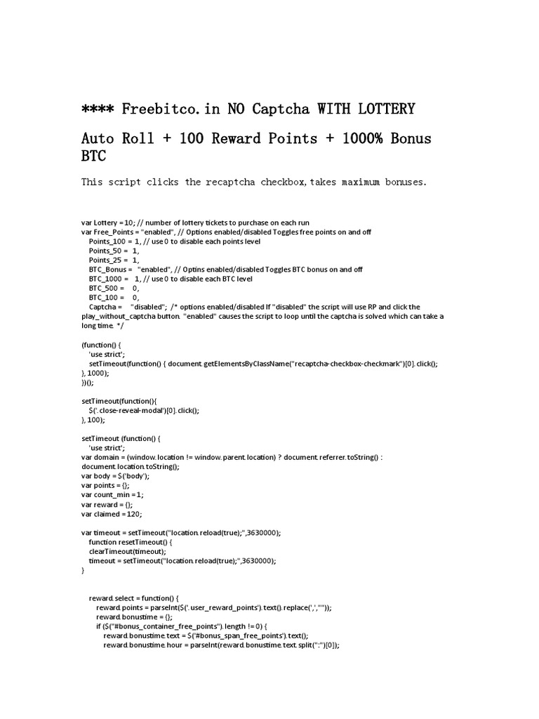 Freebitco.in Auto Roll Script Guide | PDF | Software | Cyberspace