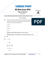 JEE Main Paper Solution 08-04-2018