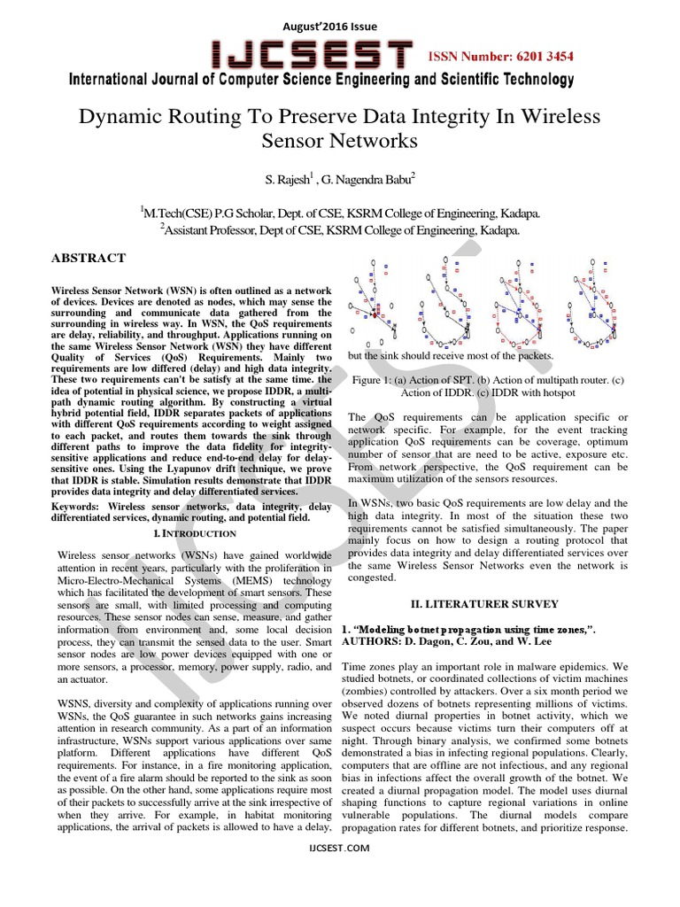 Dynamic Routing To Preserve Data Integrity in Wireless Sensor Networks ...