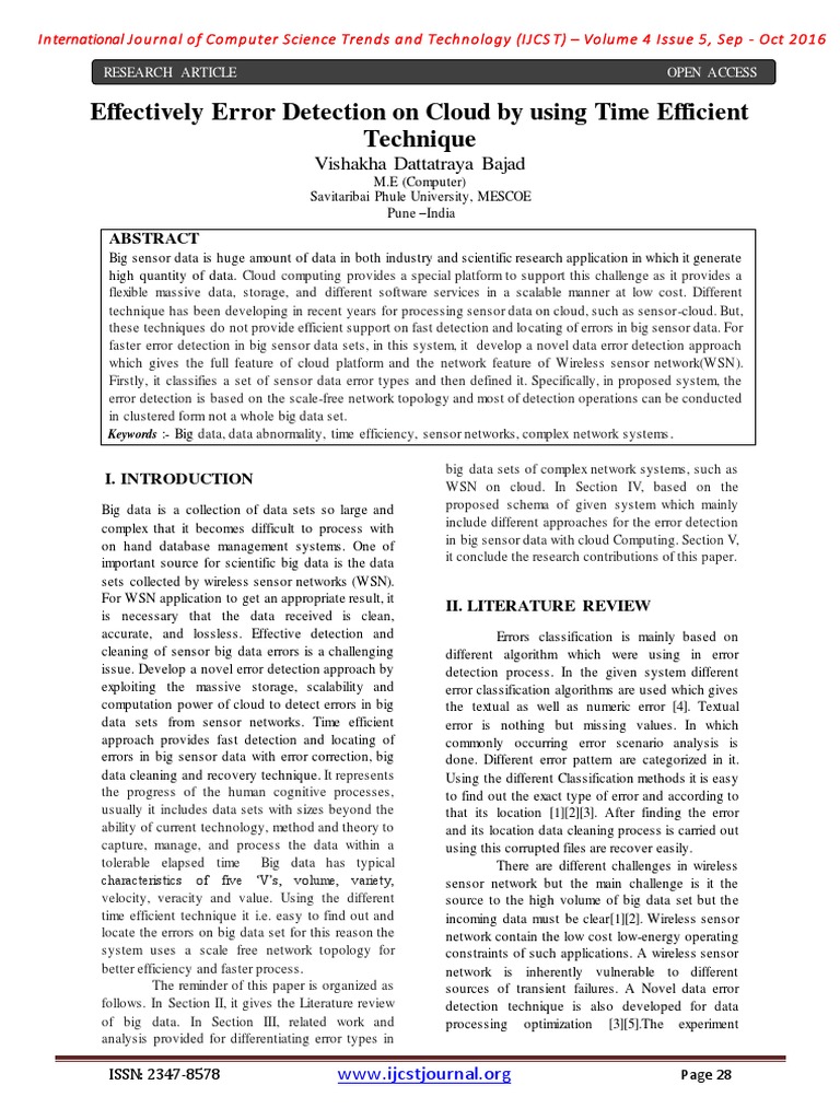Effectively Error Detection On Cloud by Using Time Efficient Technique ...