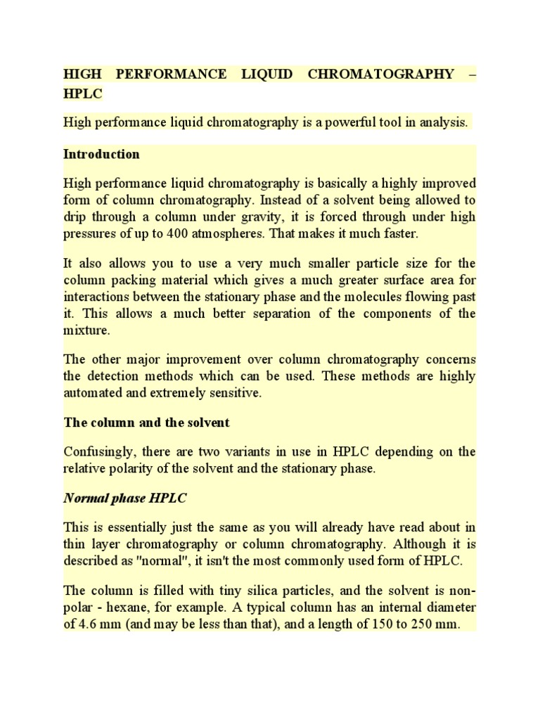 Understanding High Performance Liquid Chromatography | PDF | High ...