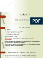 Right to Equality under Article 14