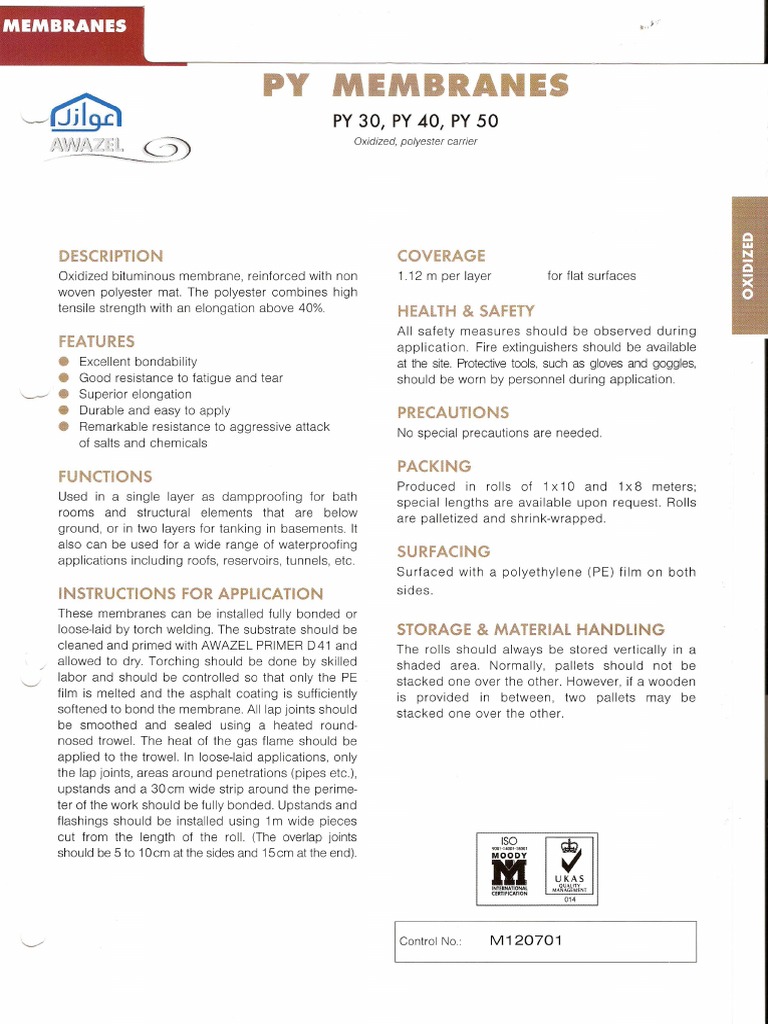 Awazel PY 30 40 50 MEMBRANES | PDF