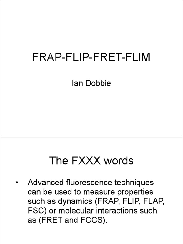 Lecture11 FRAP FLIP FRET FLIM FCS | PDF | Biology | Atomic