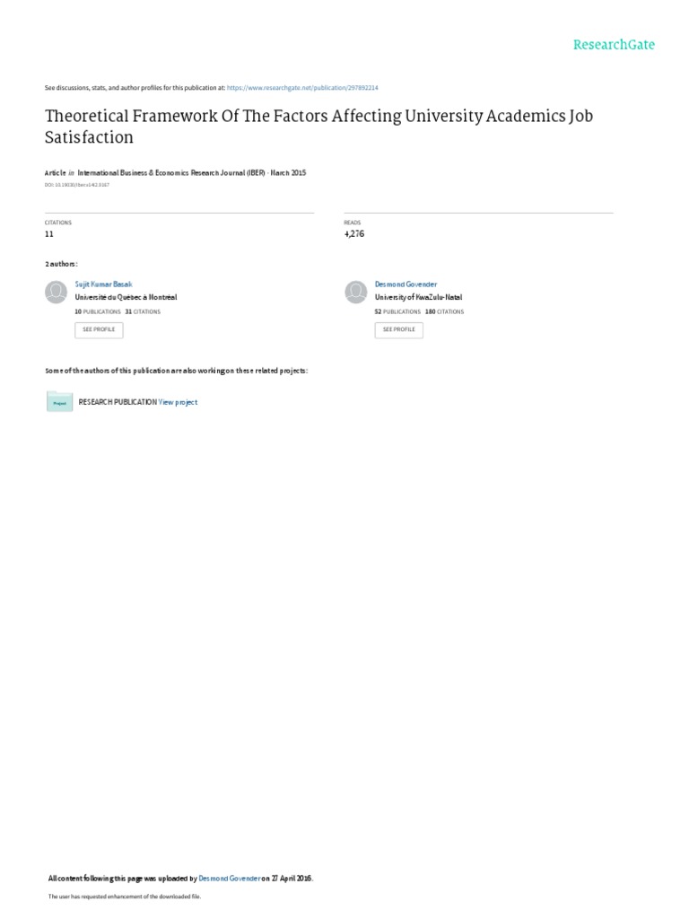 Theoretical Framework of The Factors Affecting Uni | PDF | Job ...