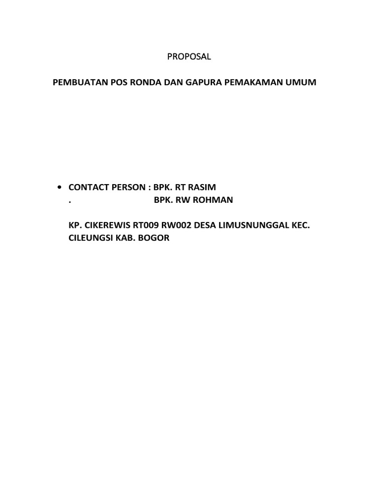 Proposal Pembangunan Pos Ronda dan Gapura | PDF