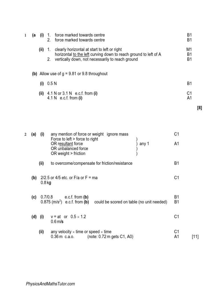 Physics Problem Solutions | PDF | Force | Speed
