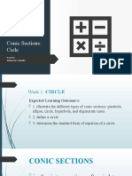 Week 1 Pre-Calculus Conic Sections: Cicle: Presented by