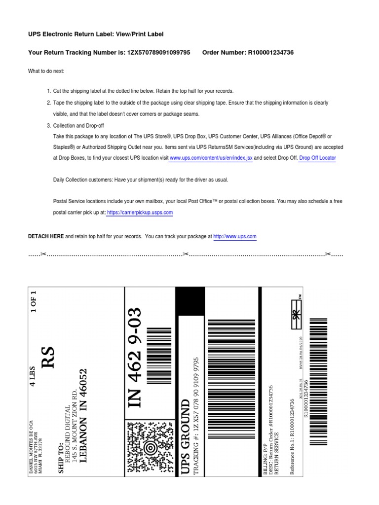 Return Label PDF