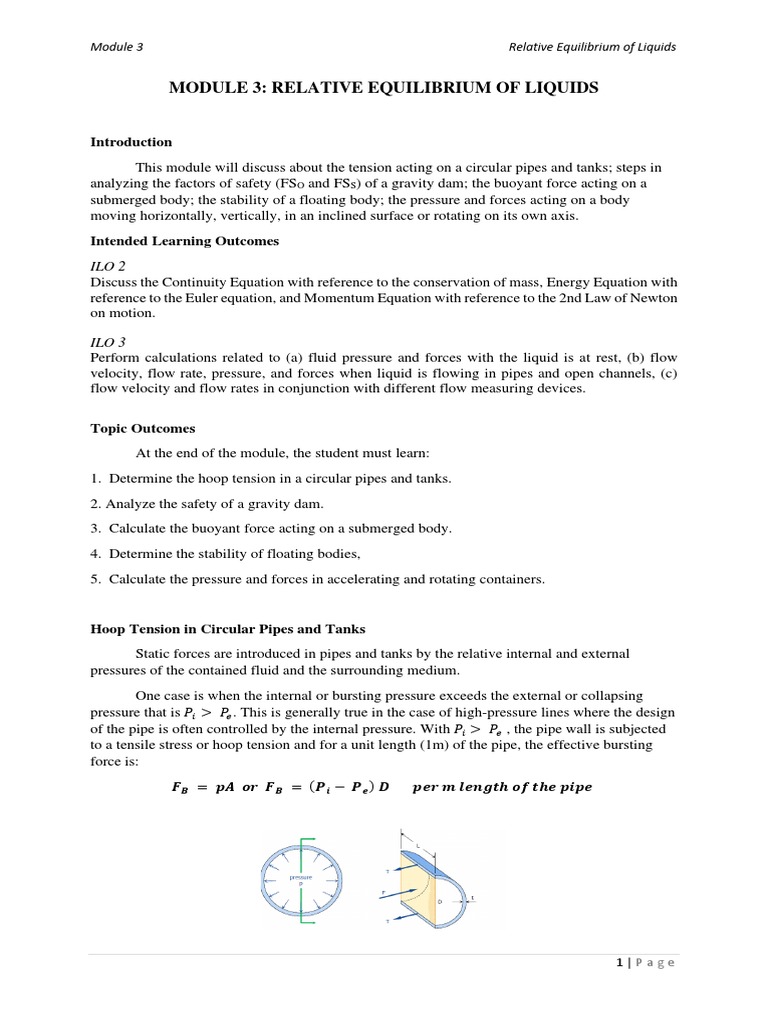 Relative Equilibrium in Liquid Systems | PDF | Buoyancy | Dam