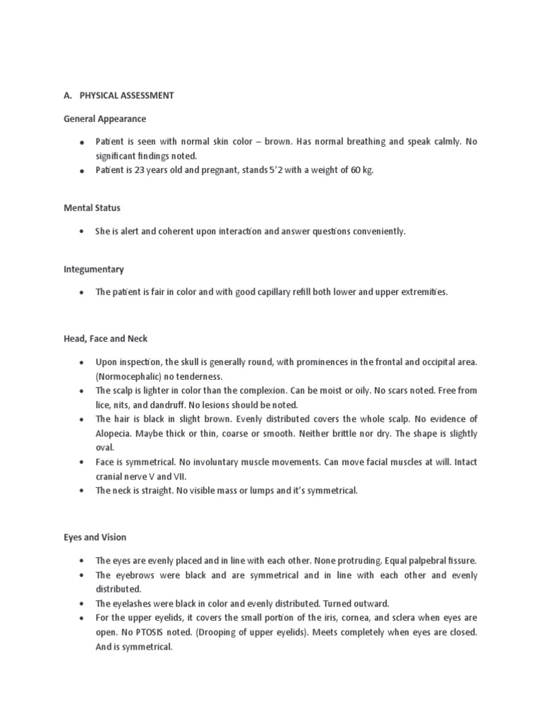 A. Physical Assessment General Appearance PDF Human Nose Anatomy