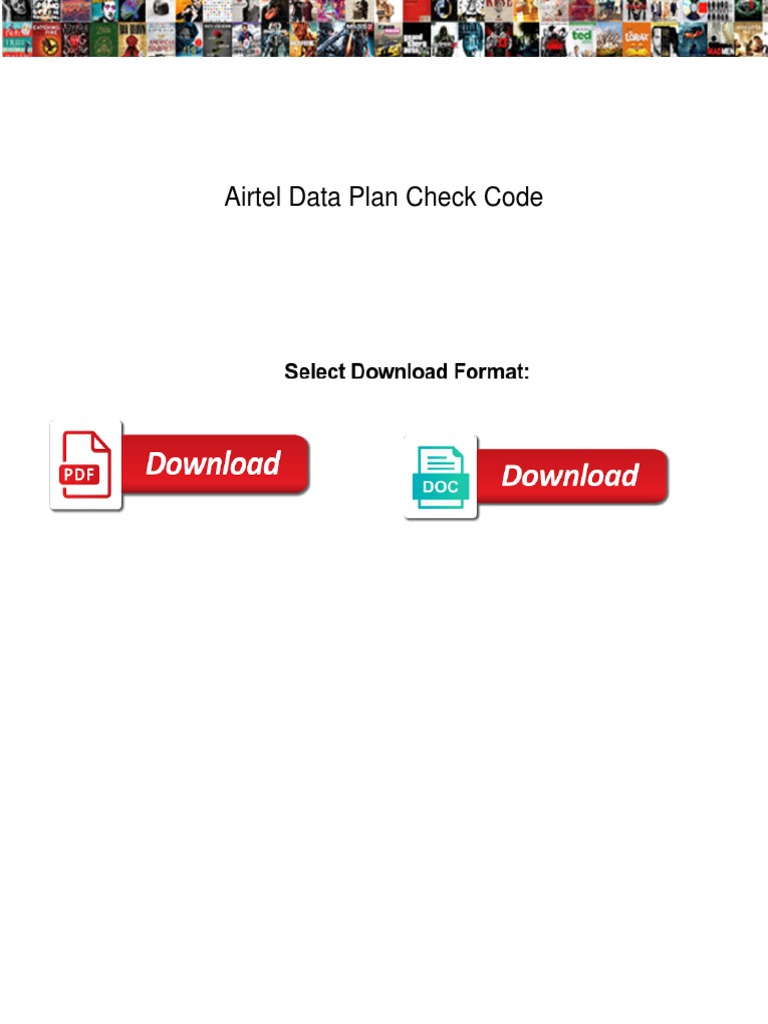 Airtel Data Plan Check Code PDF Prepaid Mobile Phone