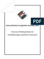 General Election To Legislative Assembly, 2016: Final List of Polling Stations For 116-Bidhannagar Assembly Constituency