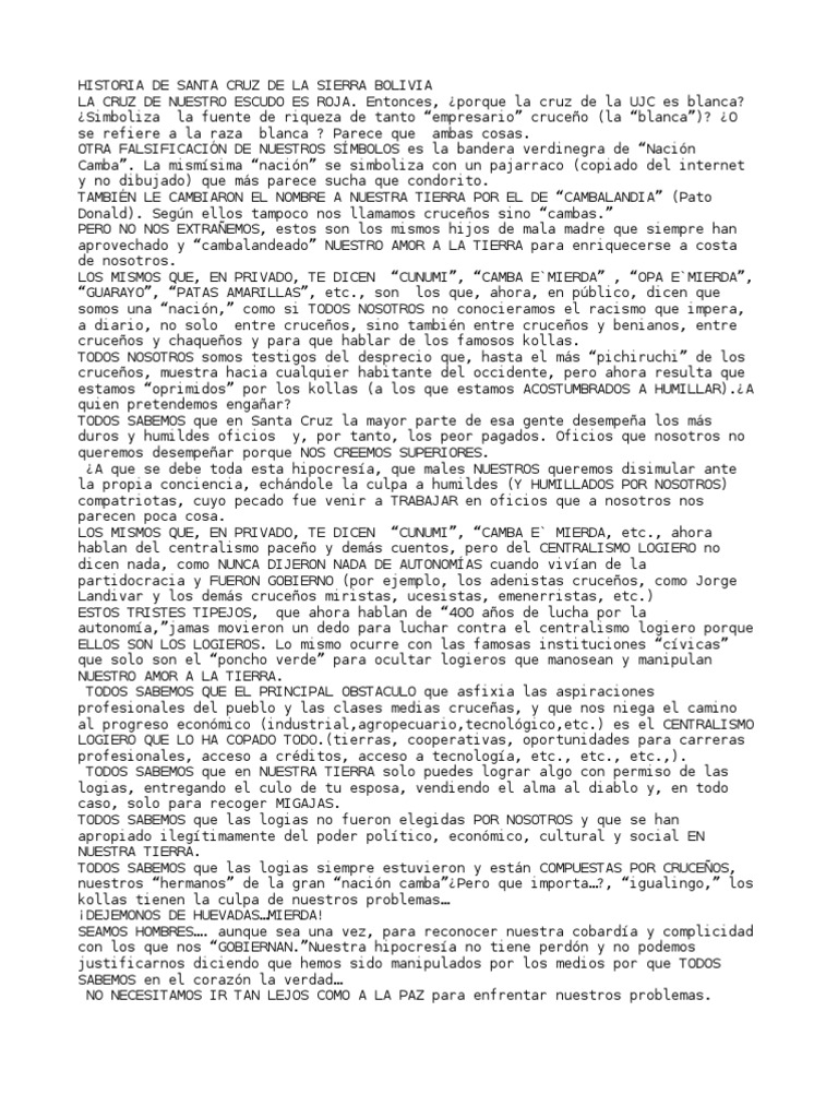 Historia y realidad de Santa Cruz | PDF | Bolivia | España