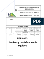 Cms-Pets-Seg-003 Limpieza y Desinfeccion de Equipos V.01