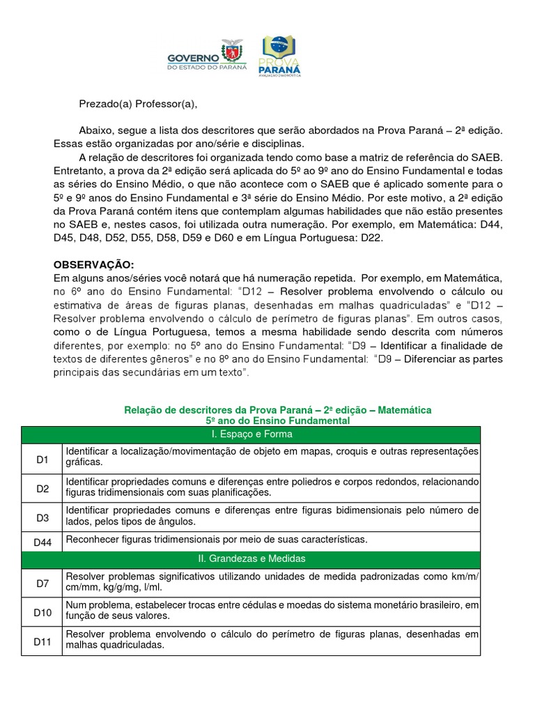 Quiz de Português sobre o Descritor do Saeb D6 - 02 - 8° ano e 9° ano