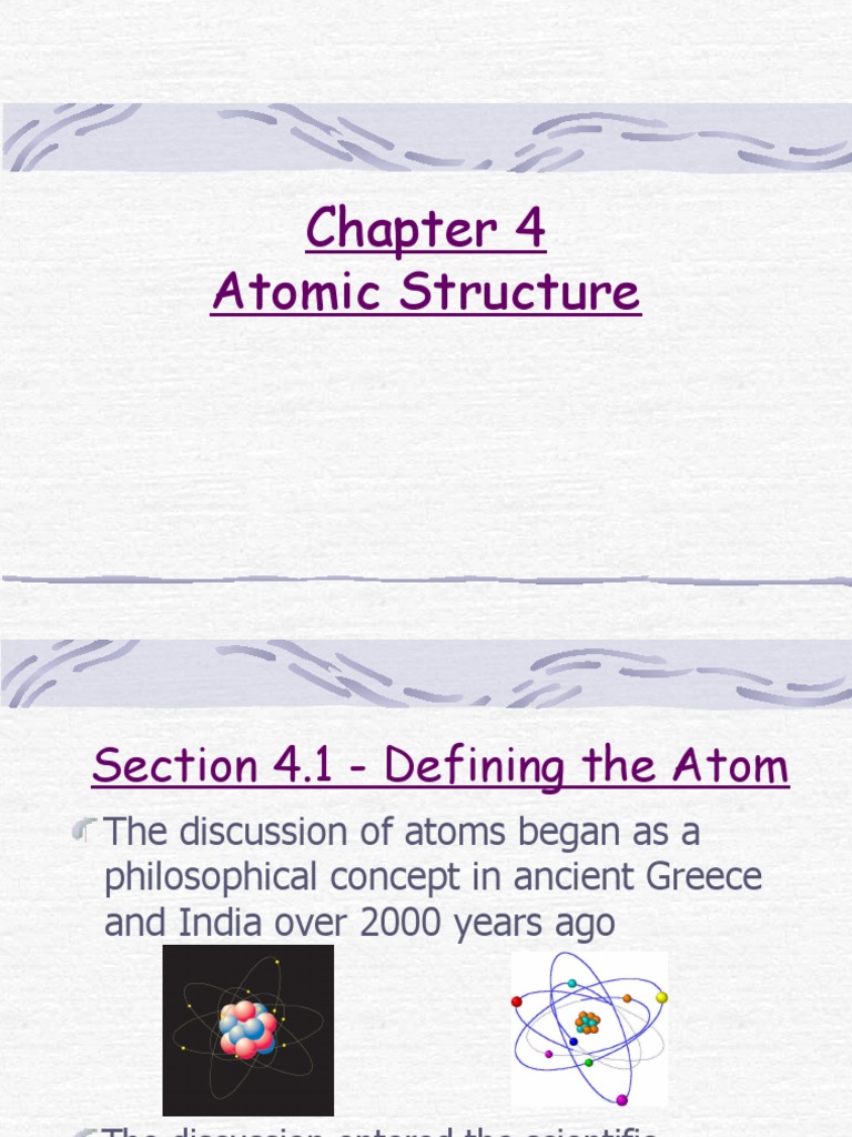 Chapter 4 - Atomic Structure | PDF | Atoms | Atomic Nucleus