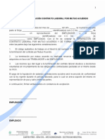 Acta de Terminación Contrato Laboral Por Mutuo Acuerdo