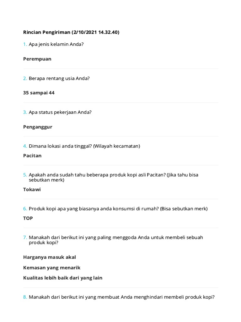 Survei Riset Pasar - Forms - App | PDF | Gaya Hidup